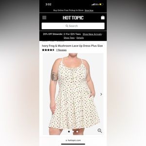 Hot topic mushroom and frog ivory plus size dress